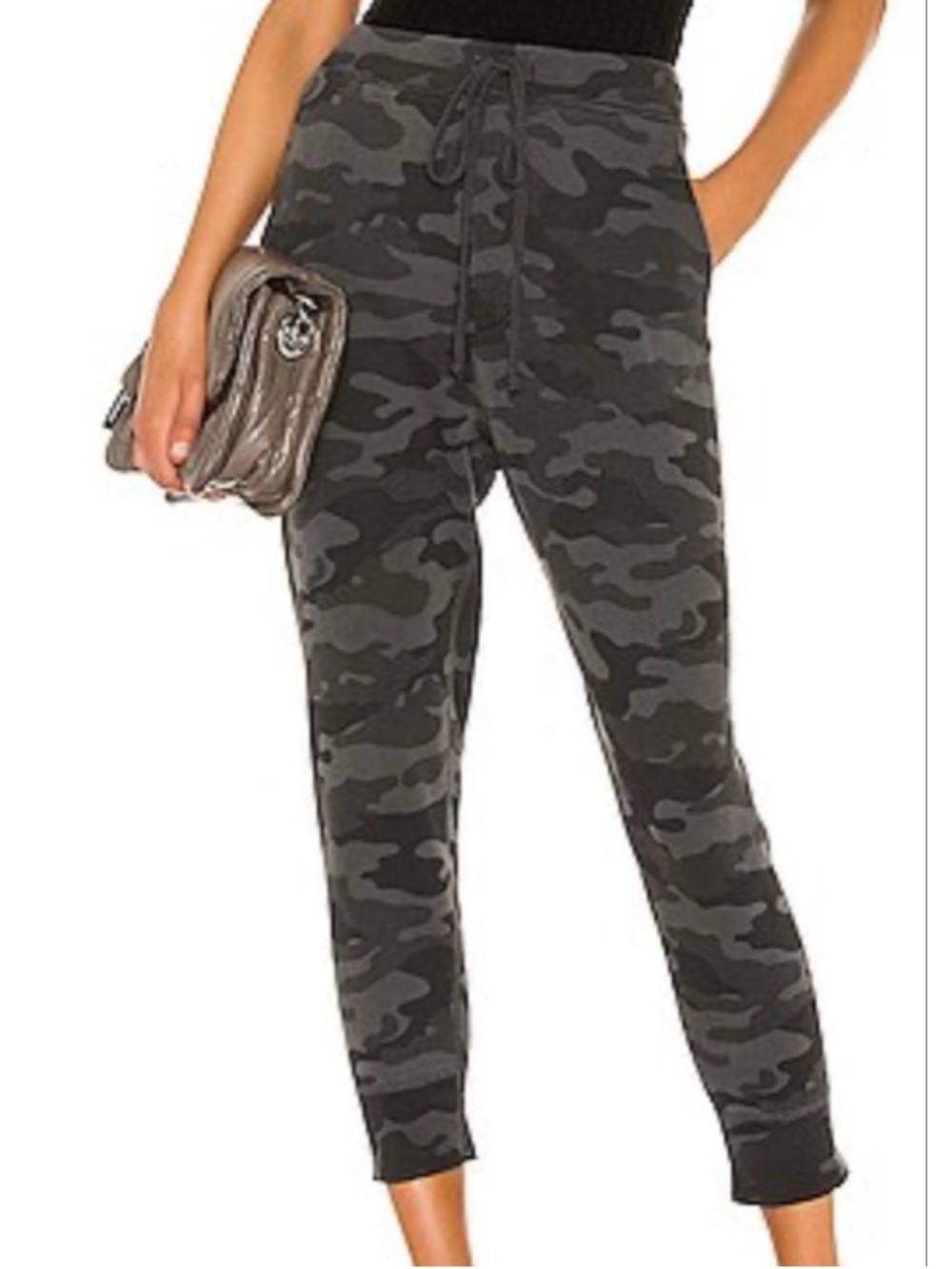 New NILI LOTAN Charcoal Camouflage Track Pants & Joggers L